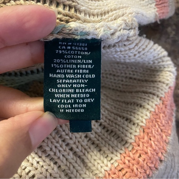 Ralph Lauren Tan Aztec Southwestern Sweater Cotton/Linen Blend Size L - Picture 6 of 9